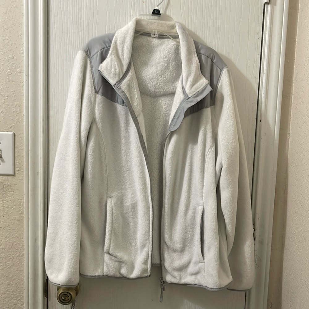 off white and grey sweater jacket Size 2x zipper front
